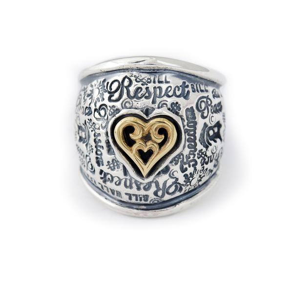 Graffiti Dome Ring with "SMALL HEART"Top
