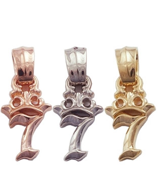 18k Number Crown Pendant (Red, Yellow, White)